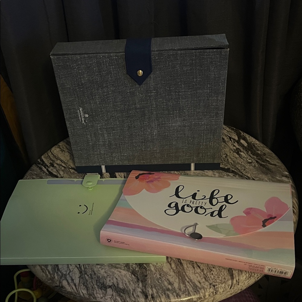 Gray and Pink Document Organizer Set
